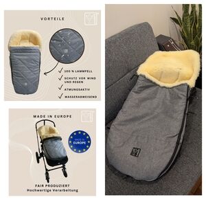 CLASSIC for Bugaboo cozy gray Lambskin Stroller Footmuff